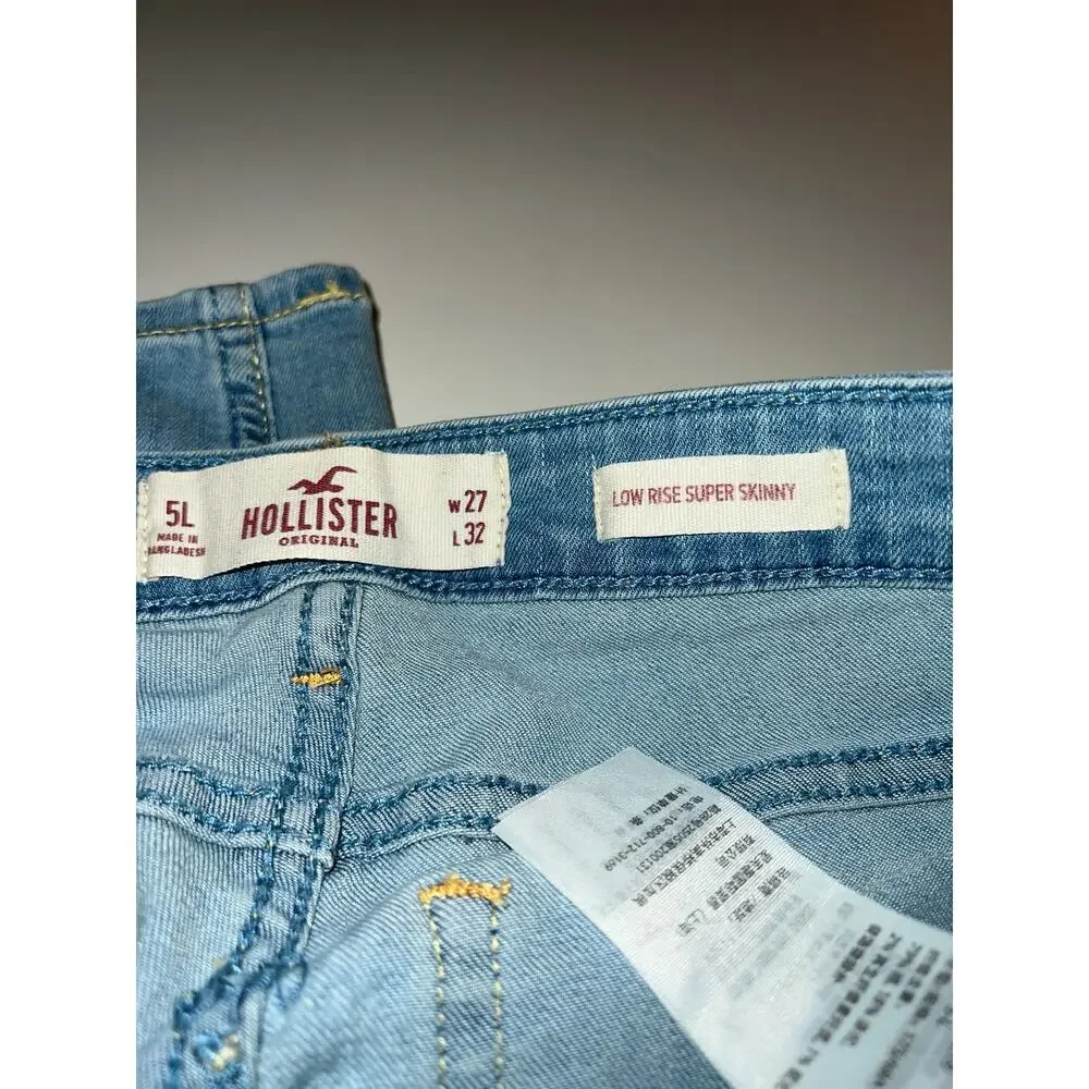 Hollister women’s distressed low rise super skinny blue jeans - Picture 9 of 12